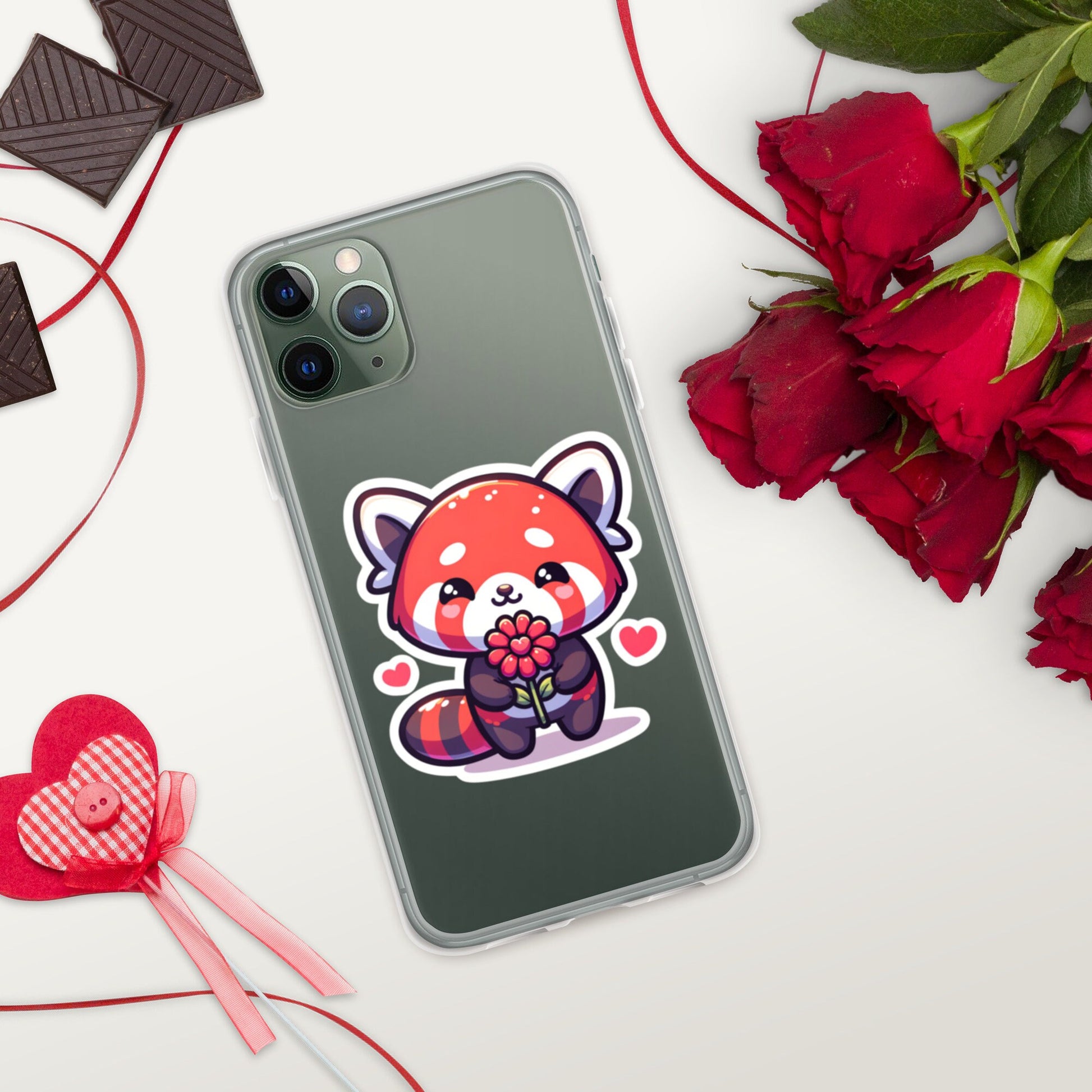 Red Panda Valentine Clear Case for iPhone® Adorable valentine gift Red panda