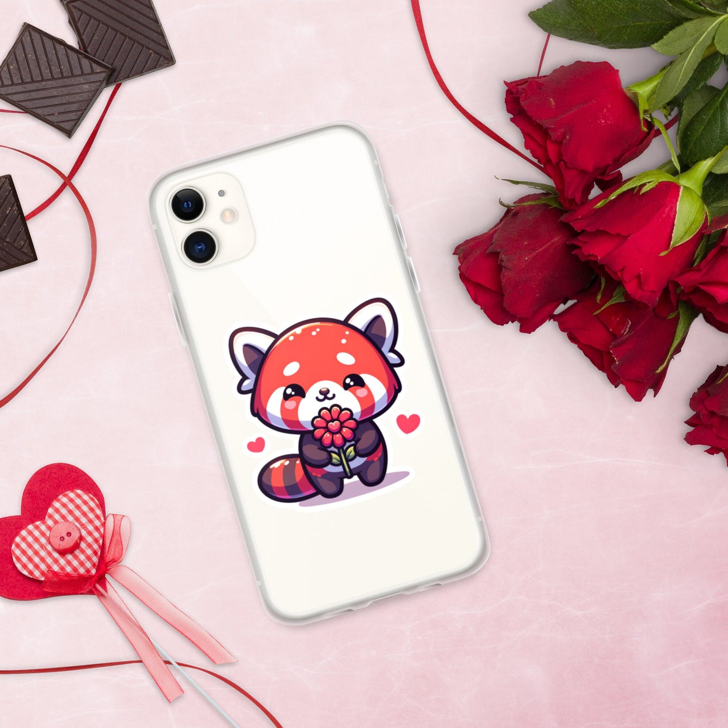 Red Panda Valentine Clear Case for iPhone® Adorable valentine gift Red panda