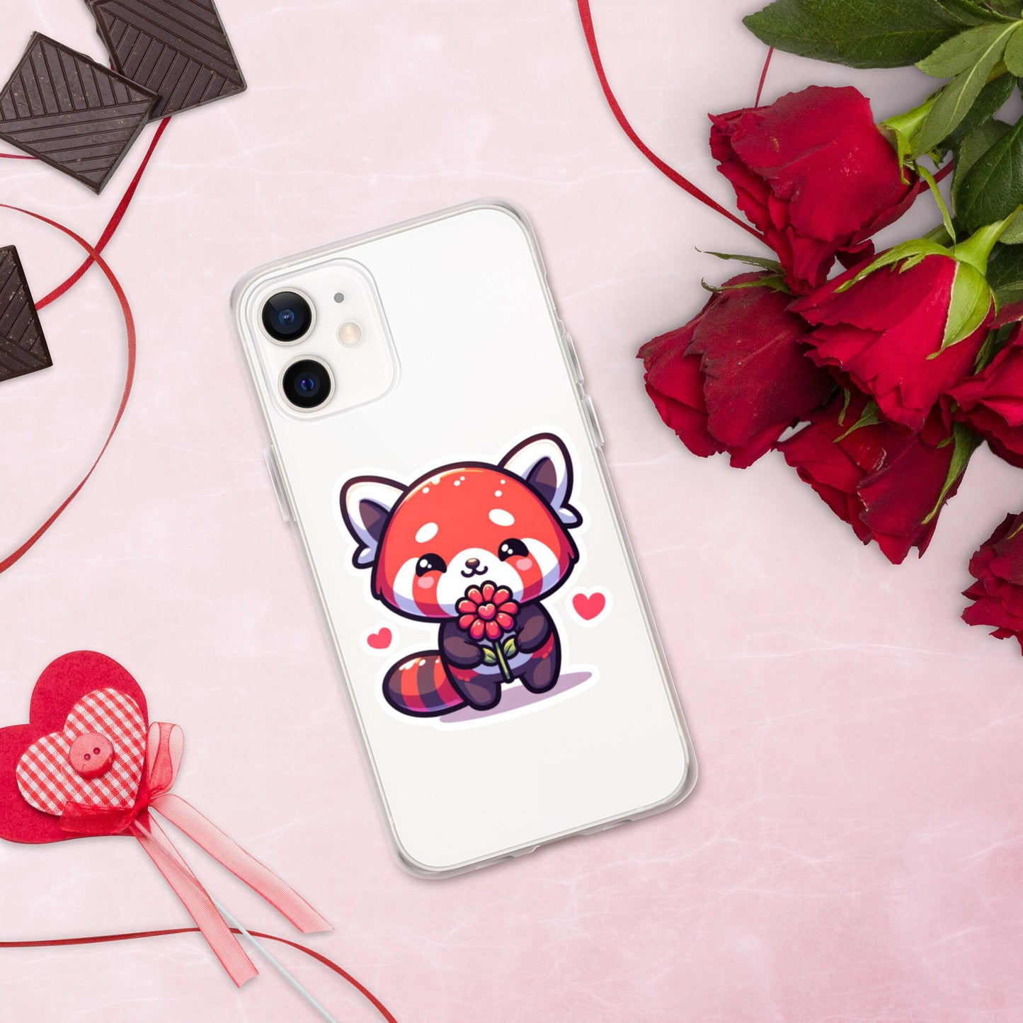 Red Panda Valentine Clear Case for iPhone® Adorable valentine gift Red panda