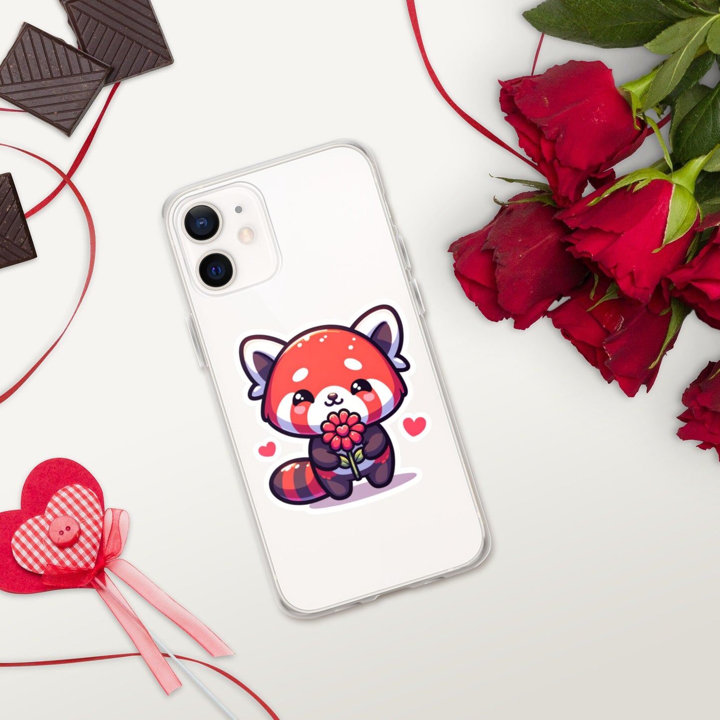 Red Panda Valentine Clear Case for iPhone® Adorable valentine gift Red panda