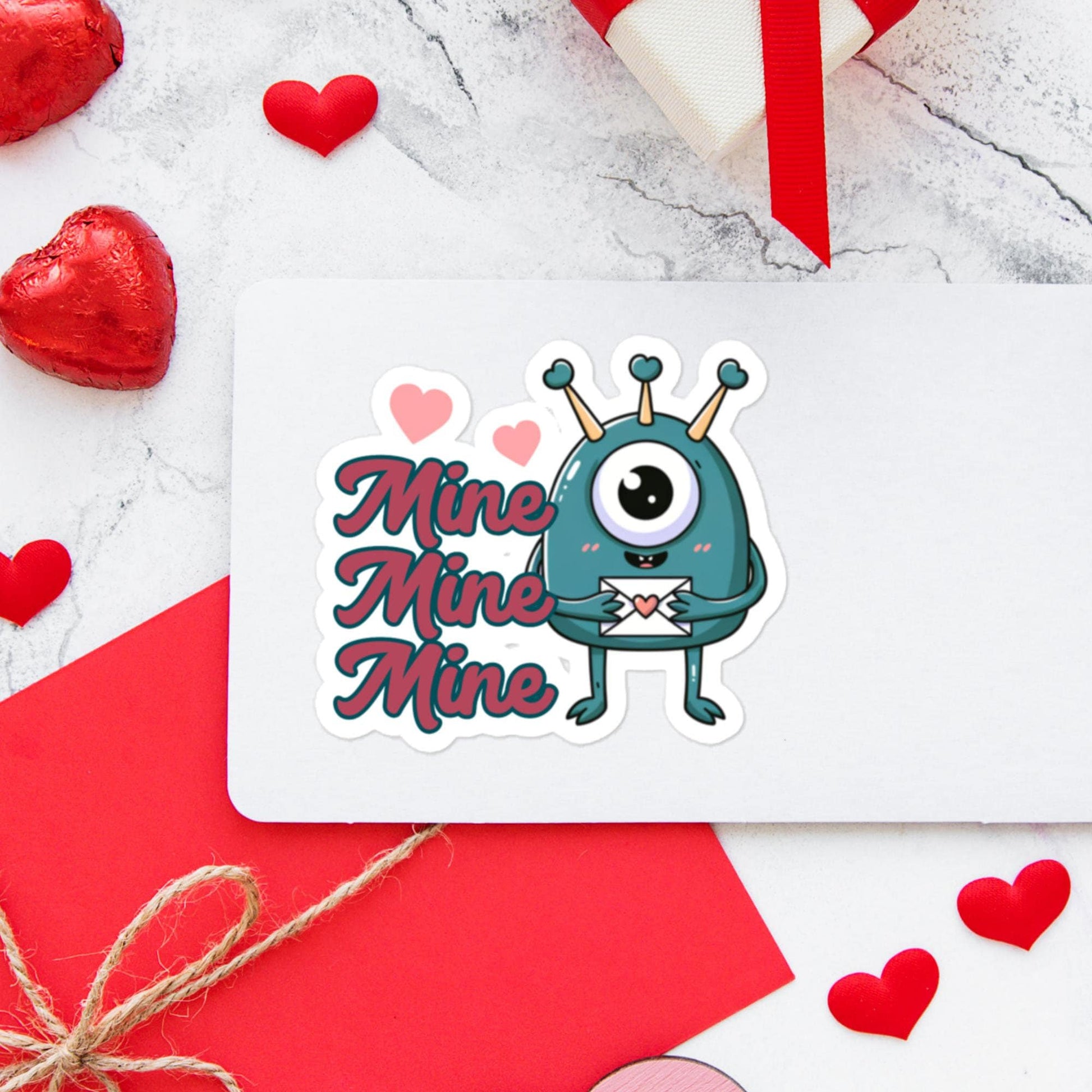Monster Valentine Sticker Mine Mine Mine adorable monster sticker fun cutie stickerBubble-free stickers