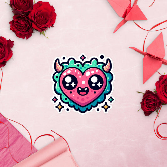 Heart Monster valentine sticker Bubble-free stickers Large water bottle sticker fun teacher stickers kids gifts