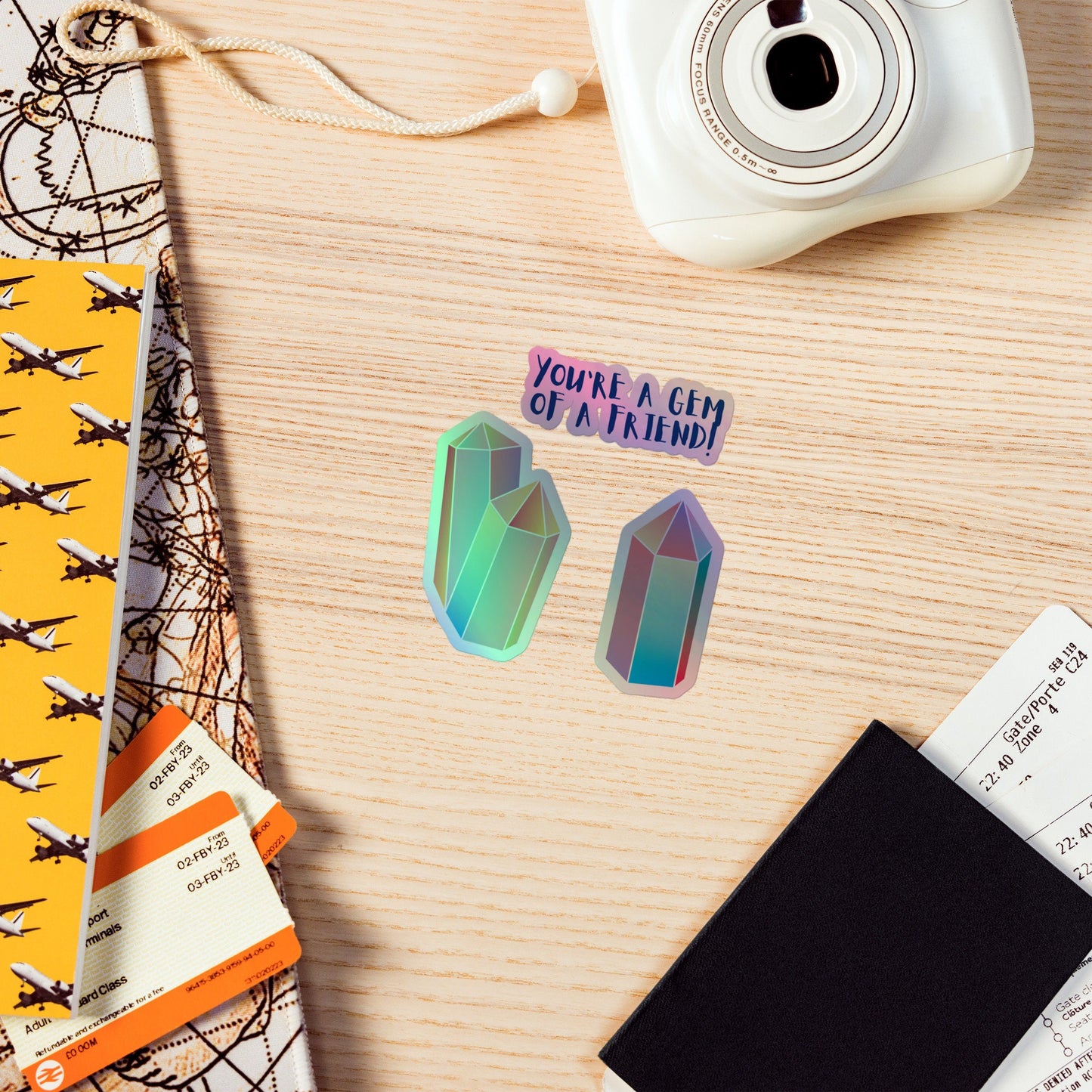 You're a gem of a friend crystal gemstone Holographic stickers laptop water bottle large stickers