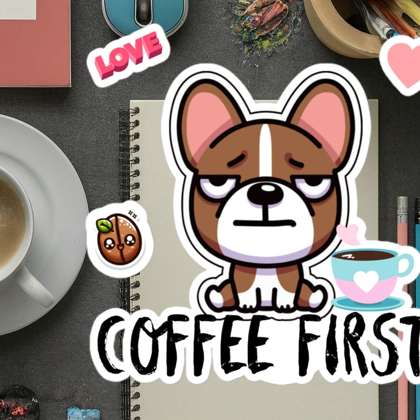 Stickers Coffee Love Humor Stickers Frenchie Coffee Humor Coffee Beans Stickers Gifts Coffee Love Humor Stickers Coffee