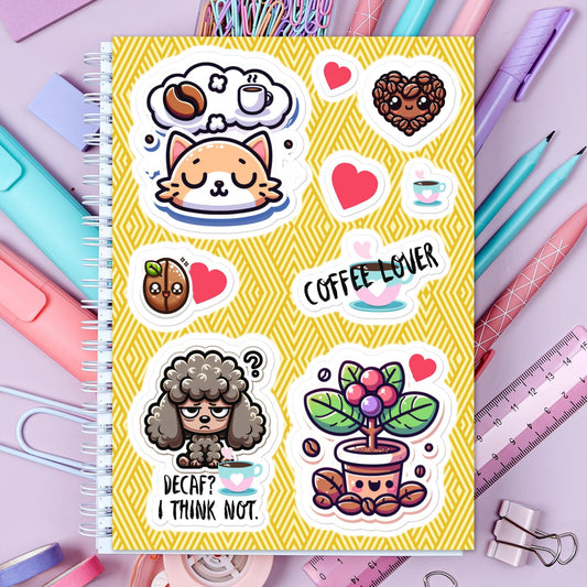 Sticker sheet coffee lover coffee humor stickers coffee fun humor gifts stickers coffee