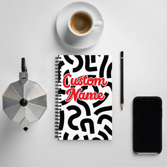 Spiral notebook Custom Name Gift Black White Spiral Journal Gift Customized Personal Spiral Journal Gift
