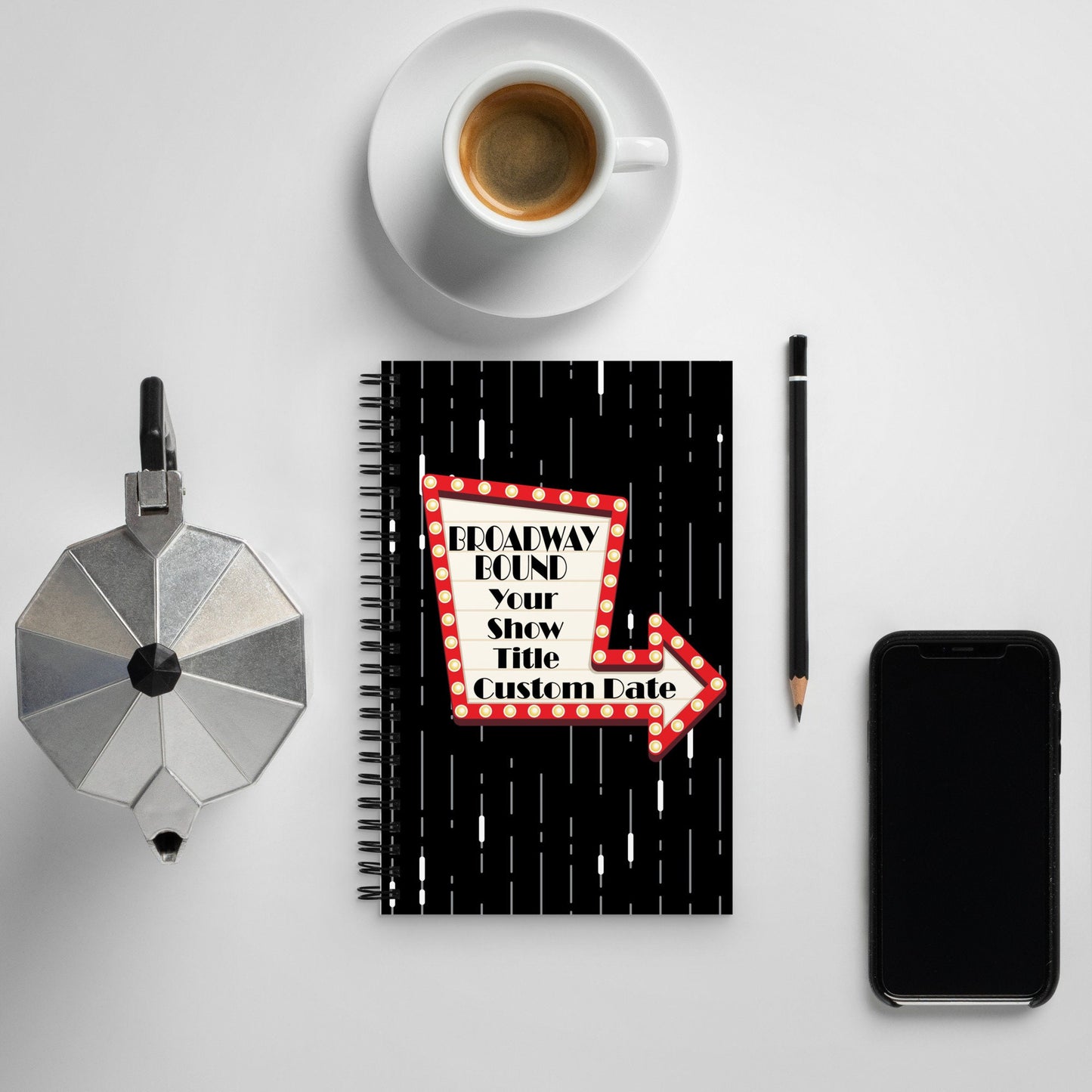 Custom Theatre Notebook Journal Custom Broadway Musical Theater Spiral Journal Notebook Custom Gift Theatre