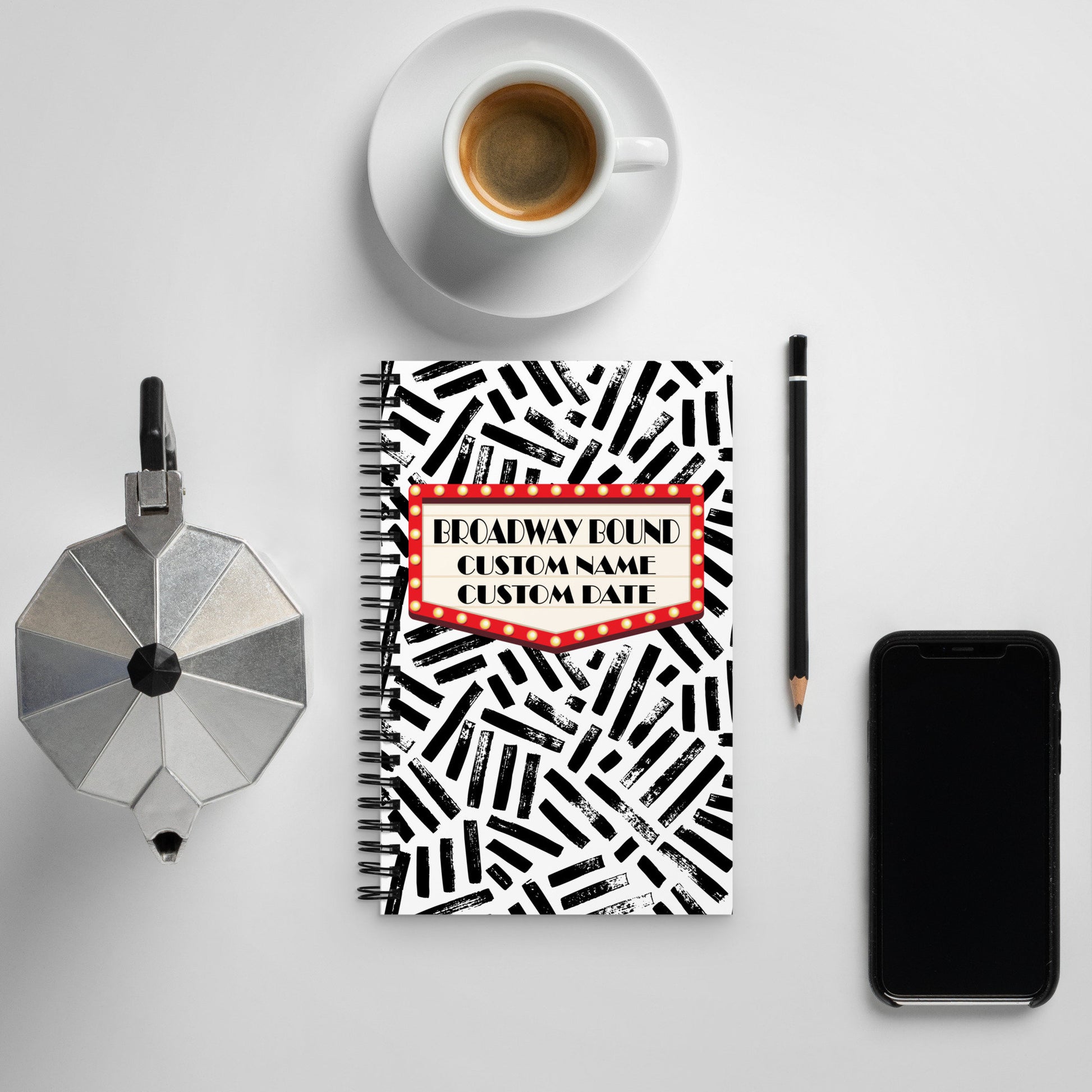 Custom Theatre Spiral Notebook Journal Gift Theater Broadway Musical Gift Customized Spiral Journal Gift Theatre Notebook