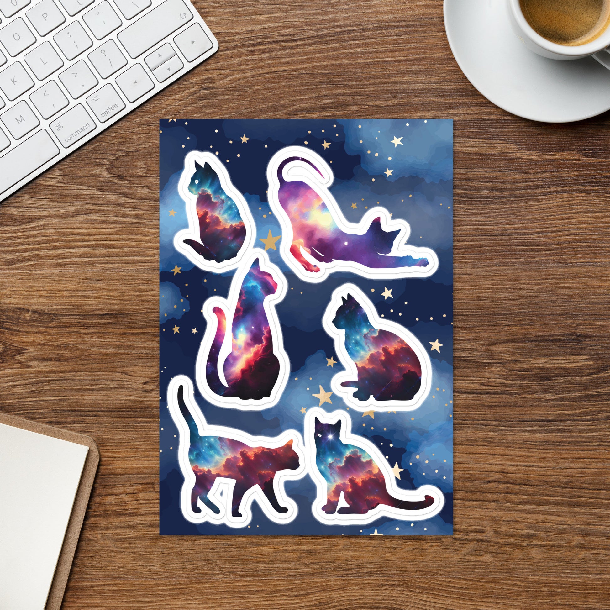 Sticker sheet Cats, Custom Astronomy stickers, custom cat stickers, cat lover gift, astronomy lover gift, Cosmic cat stickers