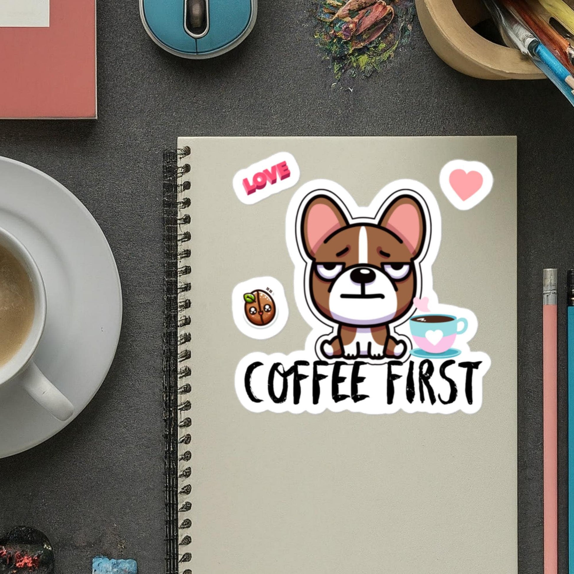 Stickers Coffee Love Humor Stickers Frenchie Coffee Humor Coffee Beans Stickers Gifts Coffee Love Humor Stickers Coffee