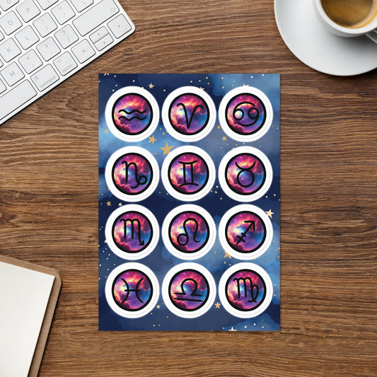 Sticker sheet Zodiac Symbols, Stickers Astrology Symbols, Sticker Sheet Zodiac Signs, Gift Zodiac Sticker Symbols