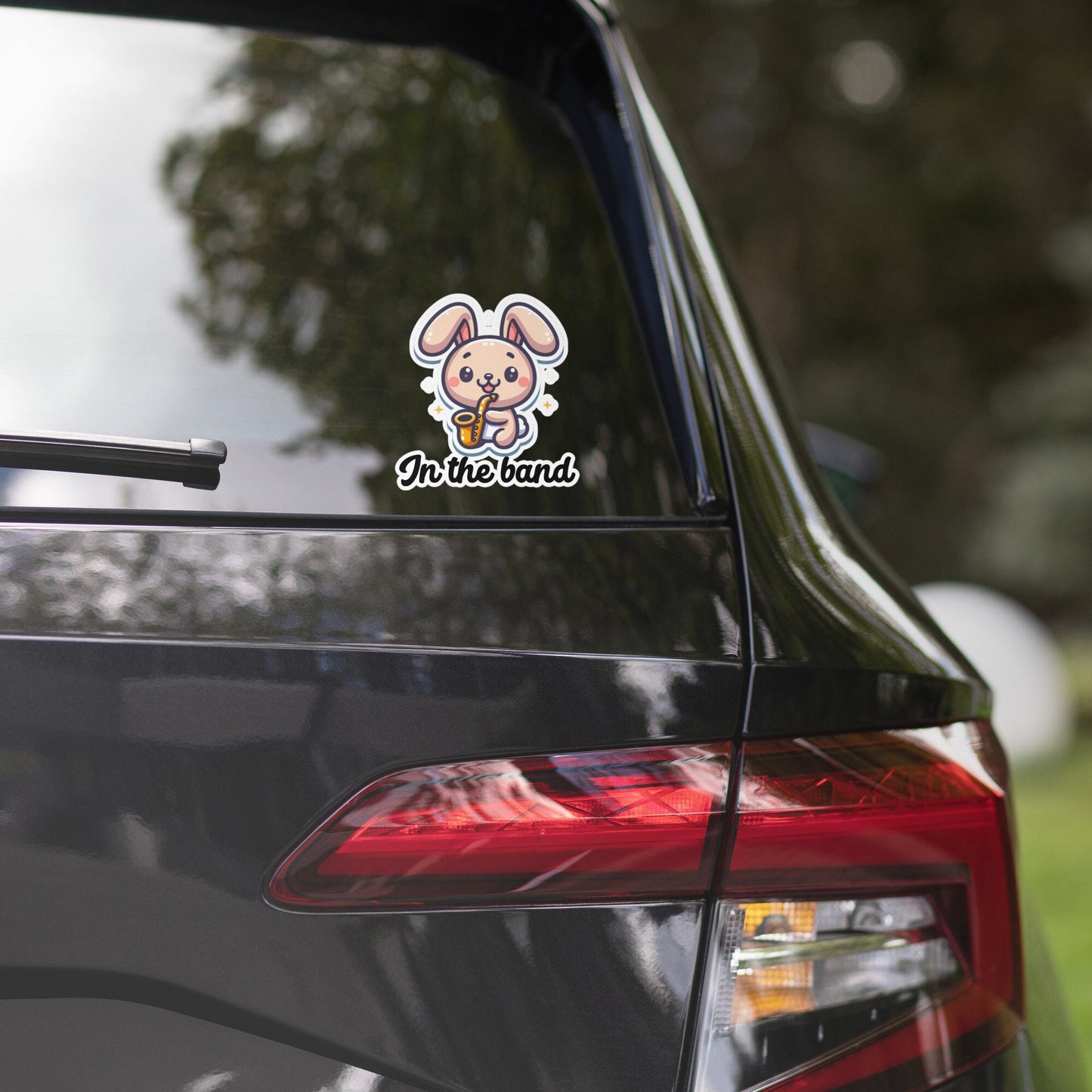 In the band stickers, music band decal, saxophone player sticker, school band sticker, school music decal